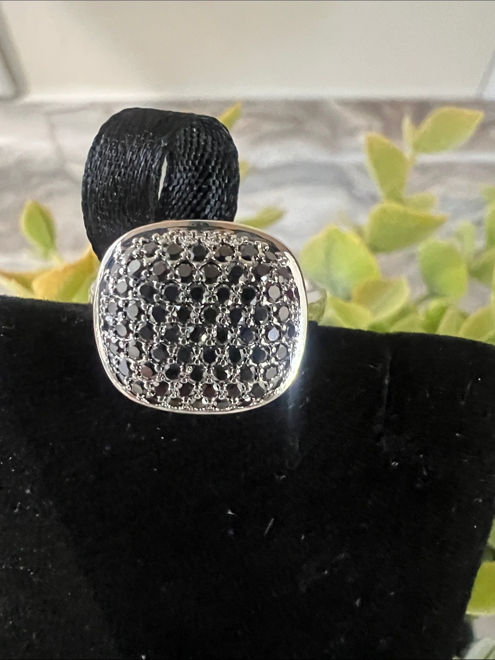 Moissanite Black Crystal Ring